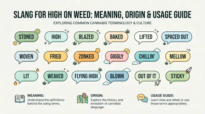 slang for high on weed